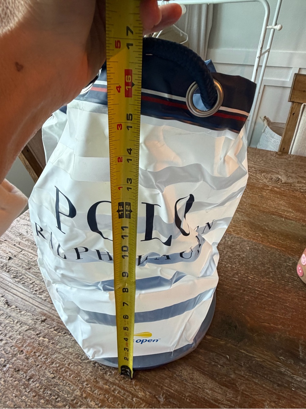 Polo by Ralph Lauren White and Navy Striped Tote - US Open Logo - Picture 2 of 4